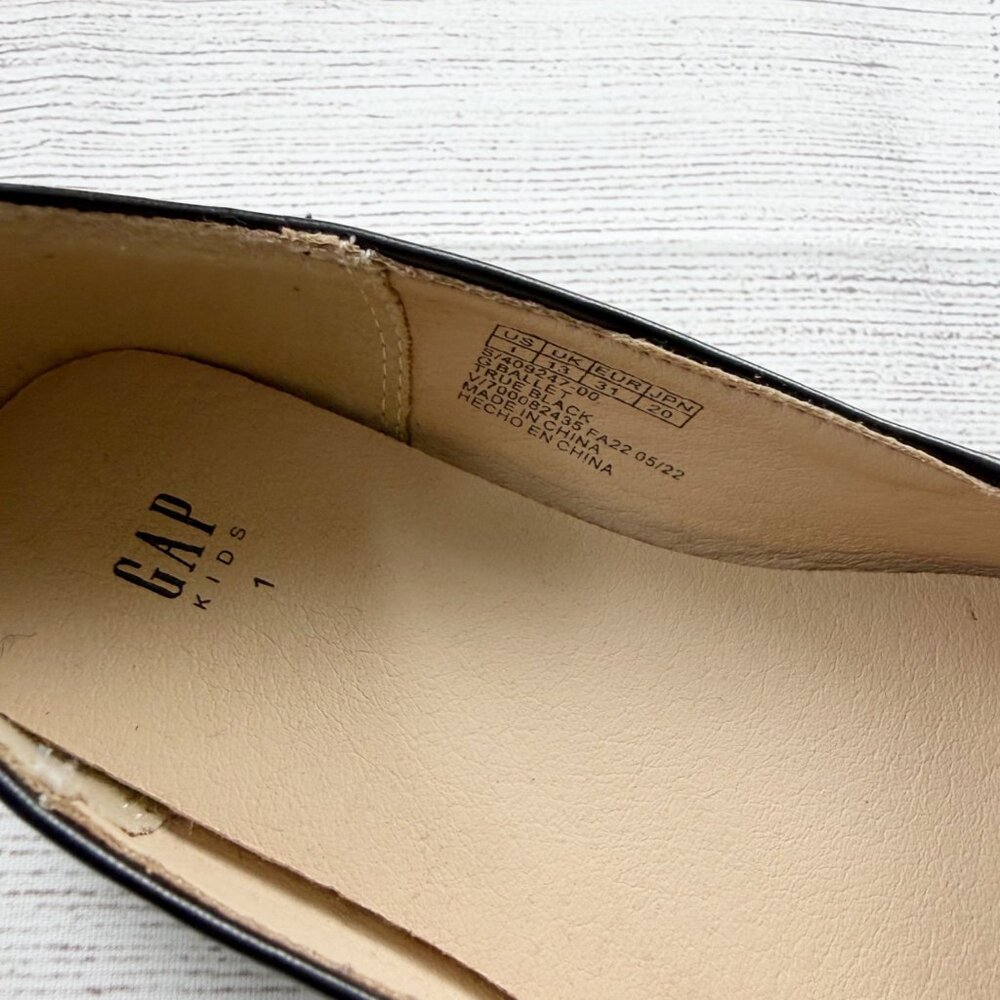 Gap Kids Girl Ballet Flats Black Silver Star Print Slip On Dress Shoes 1 Kid - Picture 3 of 5